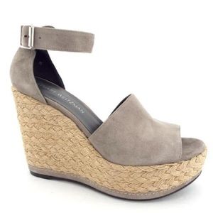 Stuart Weitzman Grey Suede Leather Espadrilles
